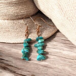 Chic Turquoise Drop Earrings with Rose Gold Hooks